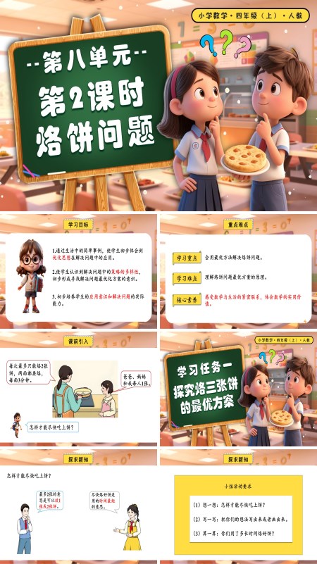 四年级数学上册人教第八单元第02课时烙饼问题PPT课件含教案