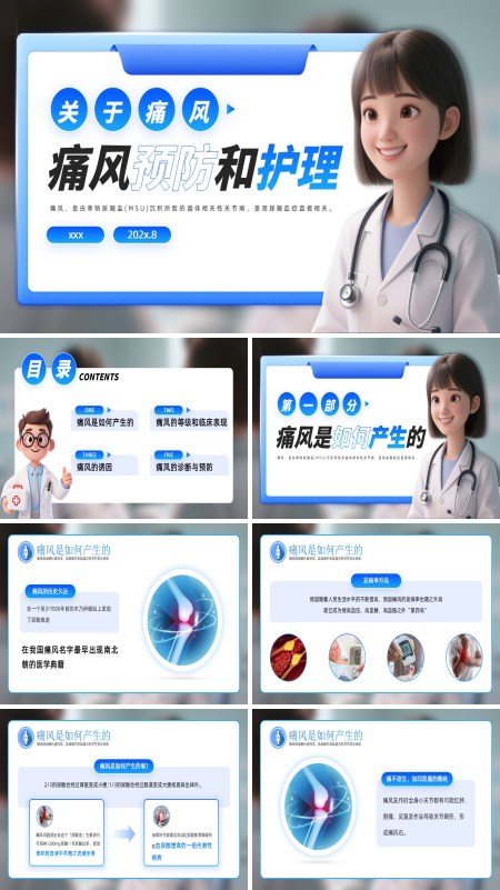 痛风的预防与护理PPT模板含讲稿