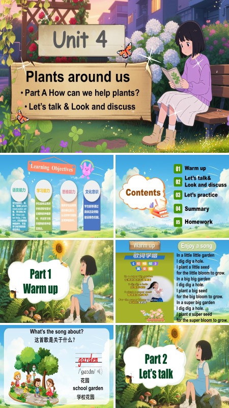 人教三年级英语上册Unit4第4课时Part B Let’s talk& Look anddiscussPPT课件含教案