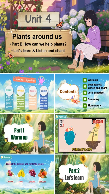 人教三年级英语上册Unit4第5课时Part BLet’s learn & Listen and chantPPT课件含教案