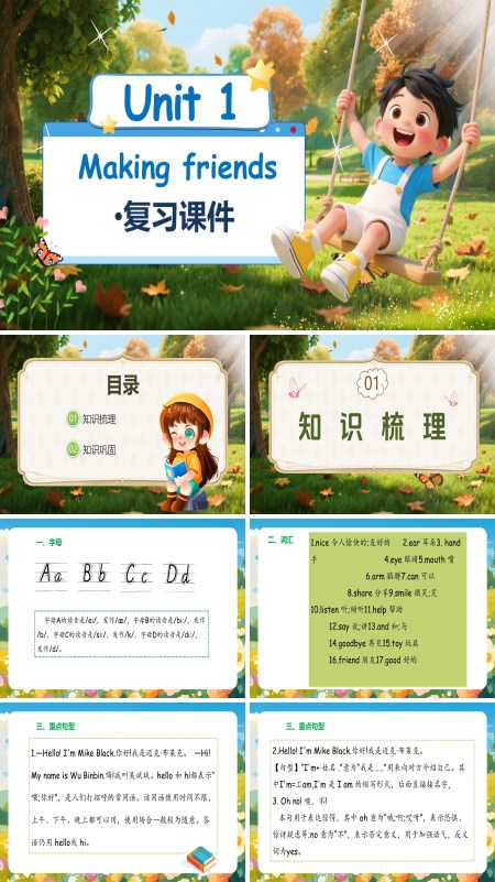 人教三年级英语上册Unit1Making friendsPPT课件含教案