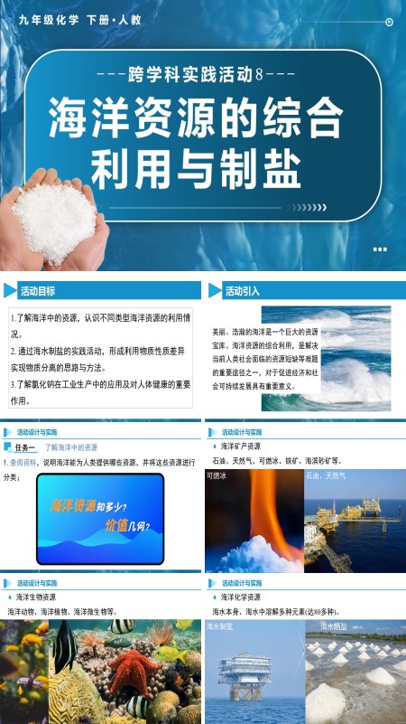 人教九年级化学下册跨学科实践活动8 海洋资源的综合利用与制盐PPT课件含教案