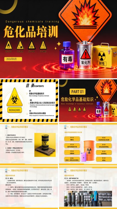 危化品培训安全教育培训PPT模板含讲稿
