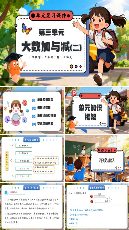 三年级数学上册北师大第三单元 大数加与减（二）PPT课件含知识清单