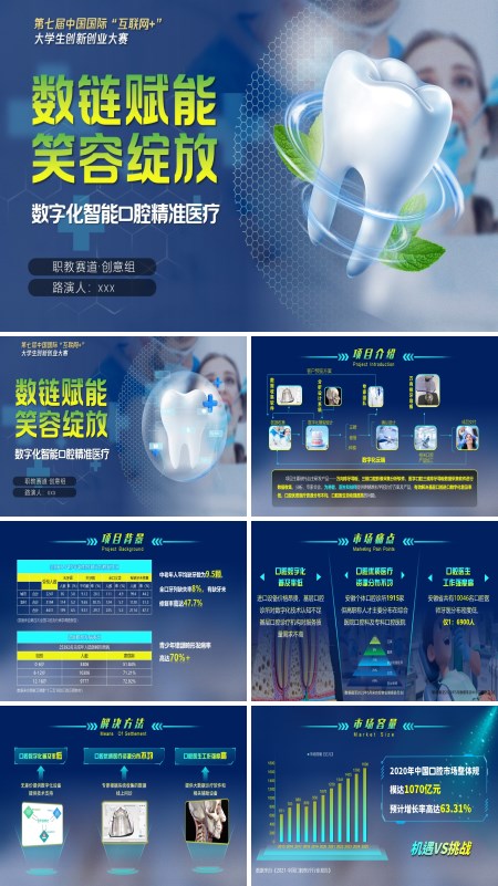 数字化智能口腔精准医疗PPT模板含讲稿