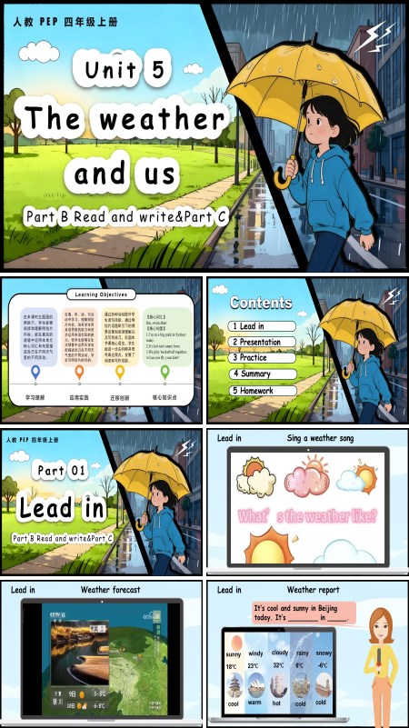 人教PEP四年级上册Unit 5 第6课时 Part B Read and write&Part C PPT课件含教案