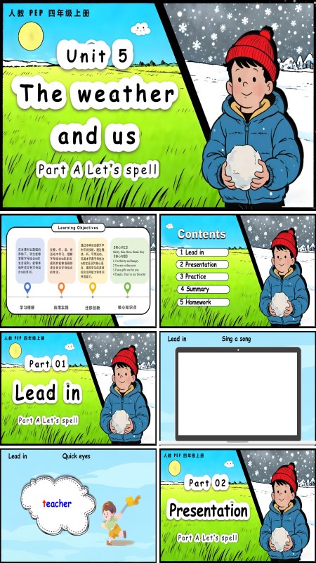 人教PEP四年级上册Unit 5 第3课时 Part A Let’s spell PPT课件含教案