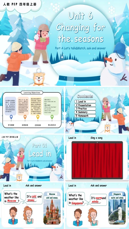 人教PEP四年级上册Unit 6 第1课时 Part A Let’s talk Match, ask and answer PPT课件