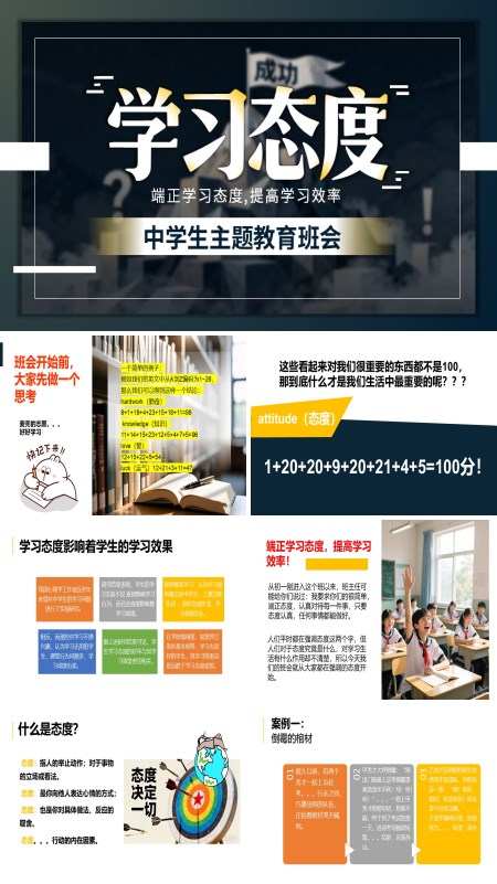中学生励志主题班会教育课件PPT模板含讲稿