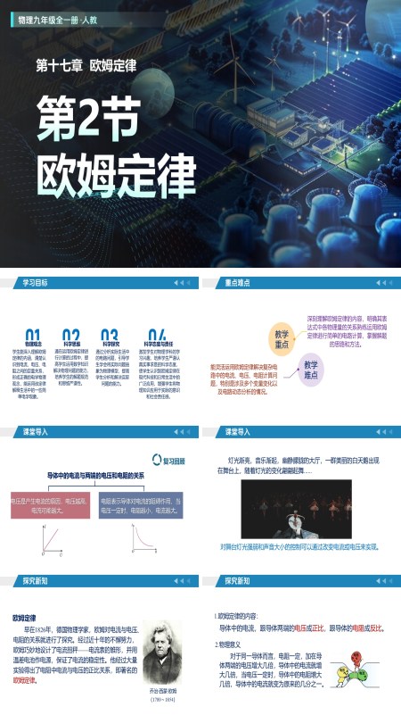 物理人教九年级全一册 第17章  欧姆定律 第2节 欧姆定律（教学课件）ppt课件含教案
