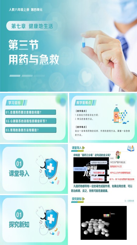 八年级生物上册 人教 4.7.3 用药与急救（教学课件）ppt课件含教案