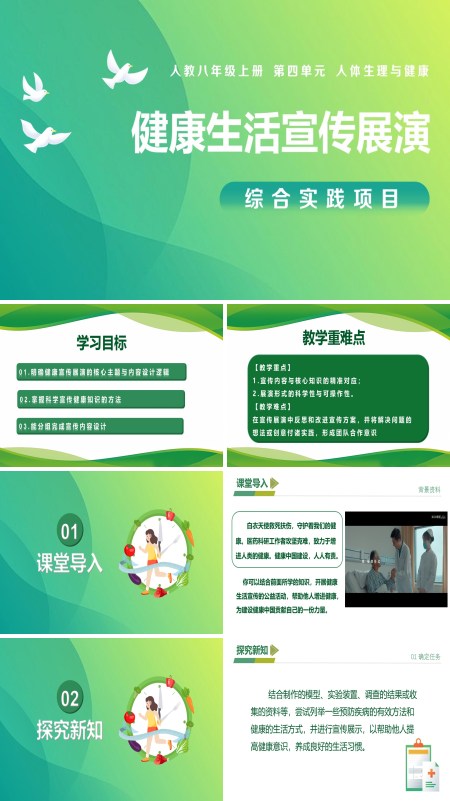 八年级生物上册 人教 综合实践项目 健康生活宣传展演（教学课件）ppt课件含教案