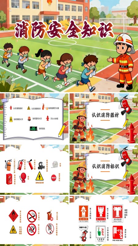 幼儿园消防安全知识培训课件PPT模板含讲稿
