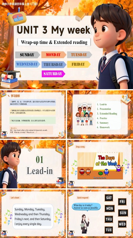 四年级上册译林版三起新教材 Unit 3 第3课时 Wrap-up time&Extended reading（教学课件）ppt课件含教案