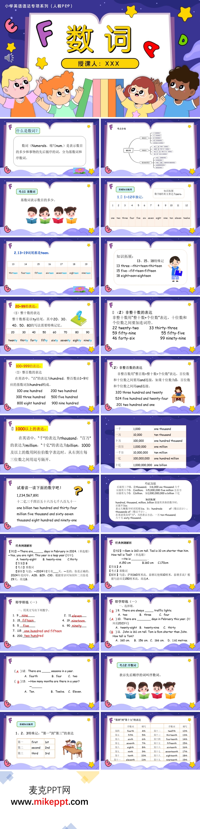 人教PEP小学英语语法专项系列04.数词PPT课件（含知识清单+专项训练）