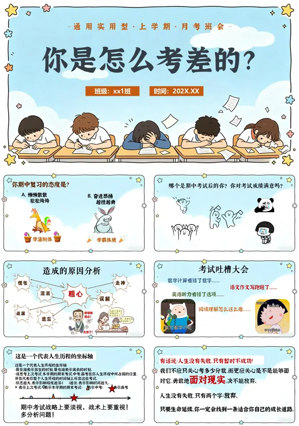 你是怎么考差的期中考试考后分析总结主题班会PPT含讲稿