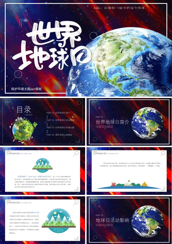 世界地球日介绍PPT模板