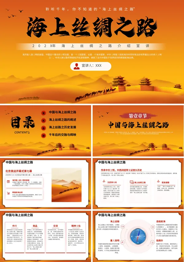 海上丝绸之路介绍宣讲PPT动态模板