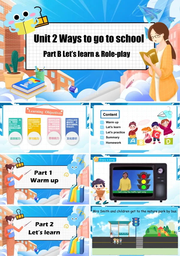 人教六年级英语上册Unit2第3课时Part B Let's learn&Role-playPPT课件含教案
