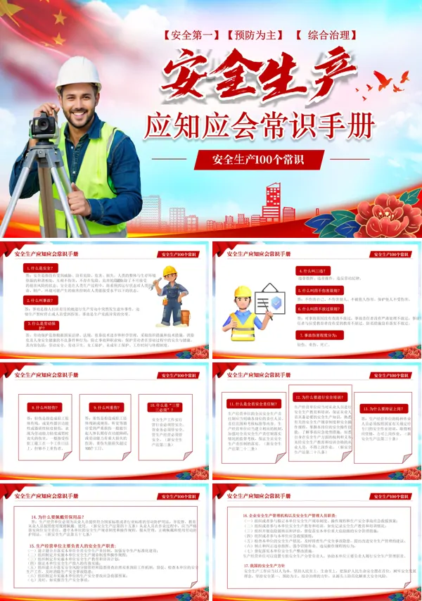 安全生产应知应会安全知识PPT模板含讲稿
