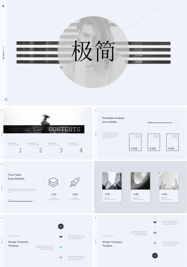 欧美淡雅简洁工作总结汇报PPT模板