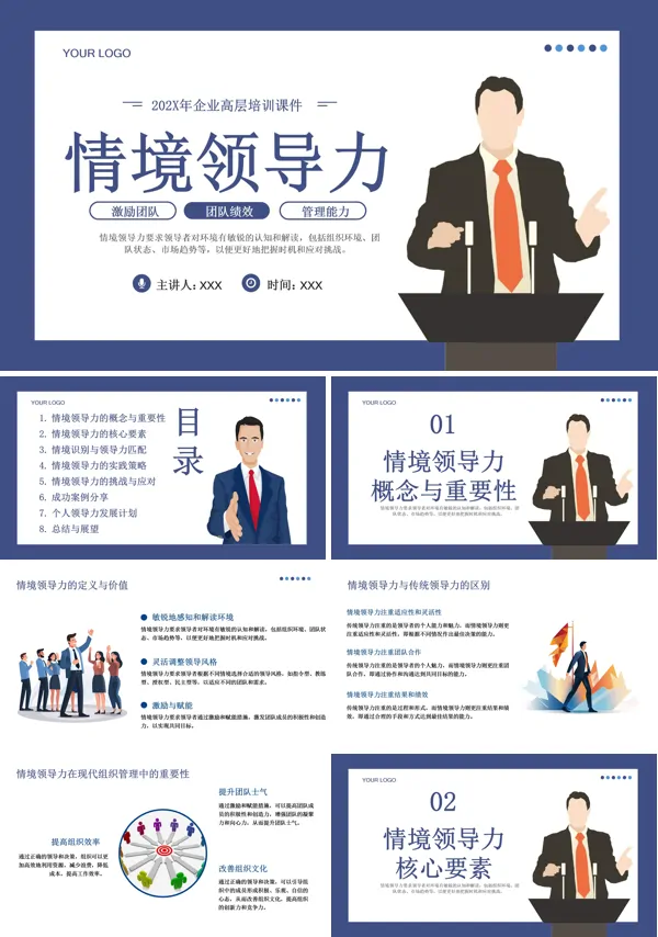 情境领导力企业培训PPT模板含讲稿