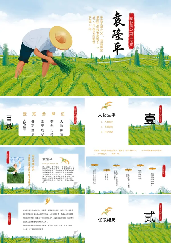 深切缅怀袁隆平院士，国士无双，袁公千古PPT课件
