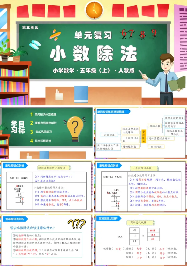 人教版五年级数学上册第三单元《小数除法》单元复习课件PPT课件含教案
