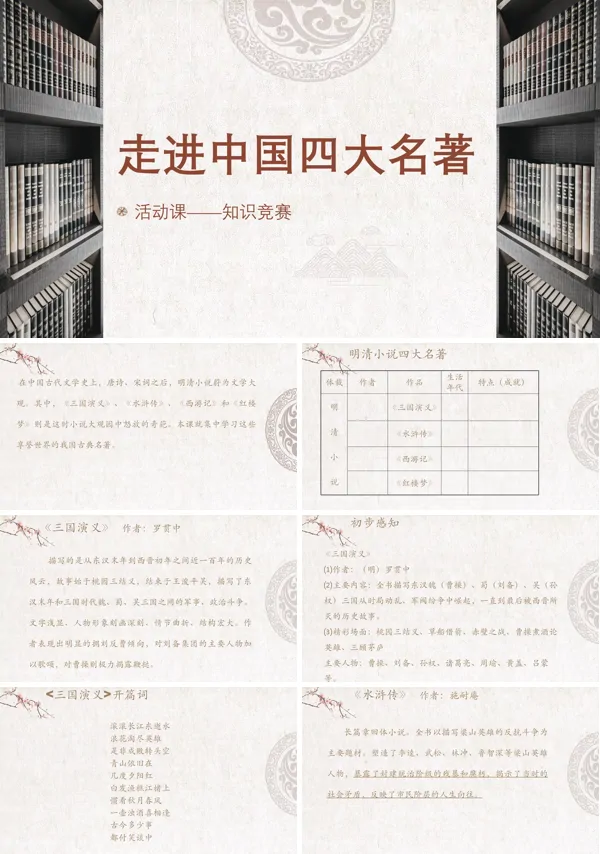 四大名著介绍PPT课件模板