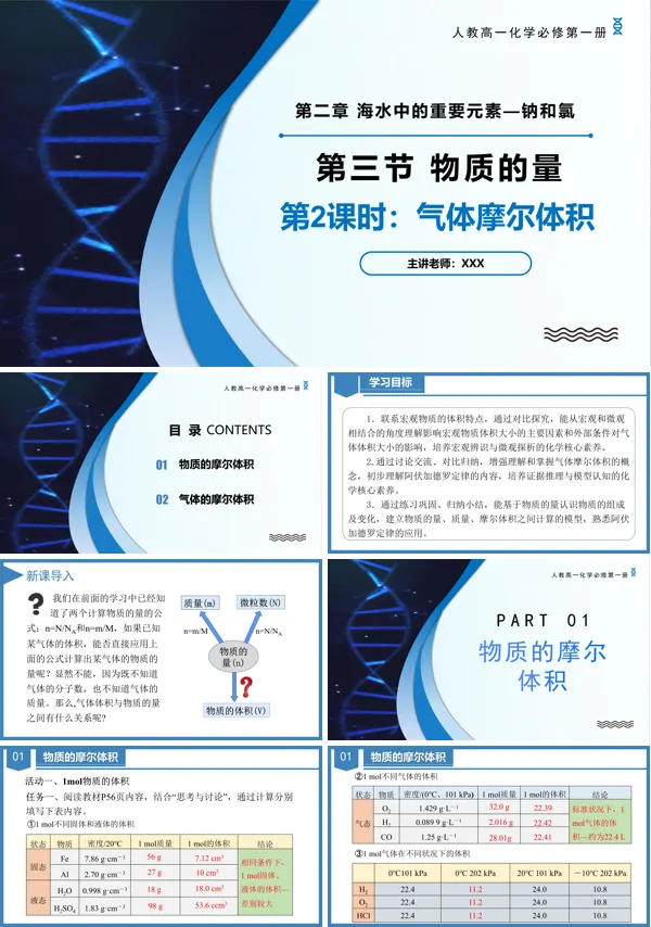高一化学人教必修第一册2.3物质的量（第2课时）PPT课件含教案