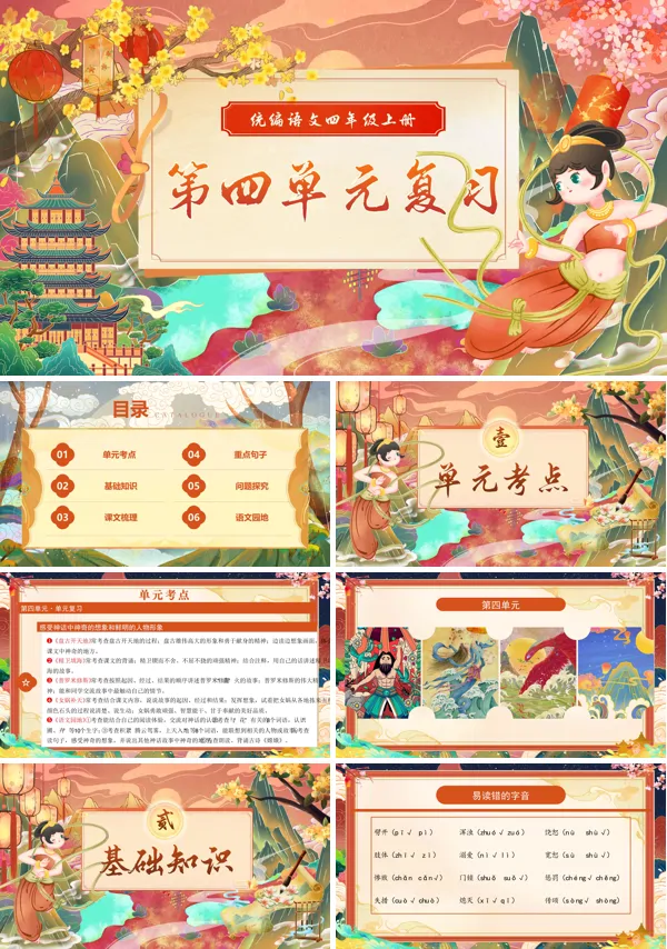 四年级语文上学期期末课件PPT（统编·2024秋）第四单元复习含教案