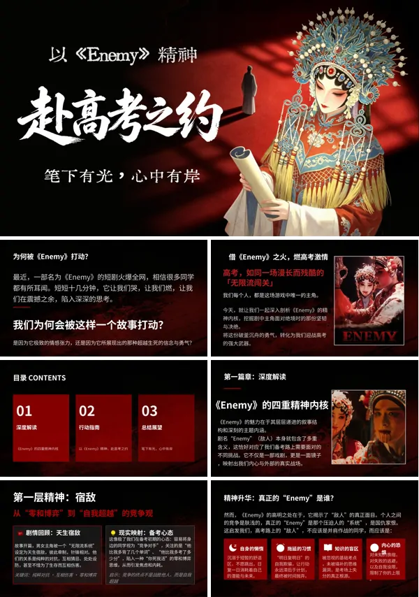 以《Enemy》精神，以勇为刃，冲刺高考主题班会PPT含讲稿