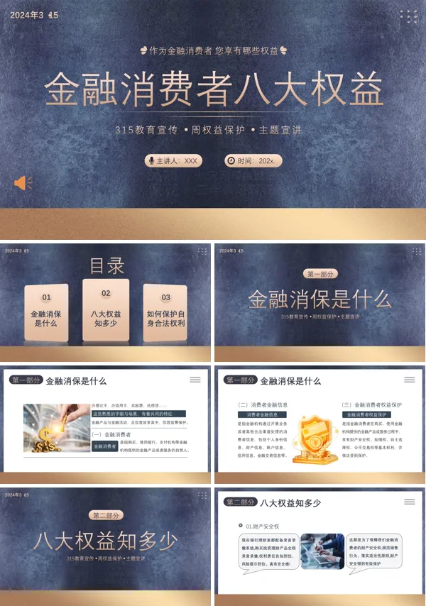 金融消费者八大权益金融315消费者权益日PPT模板