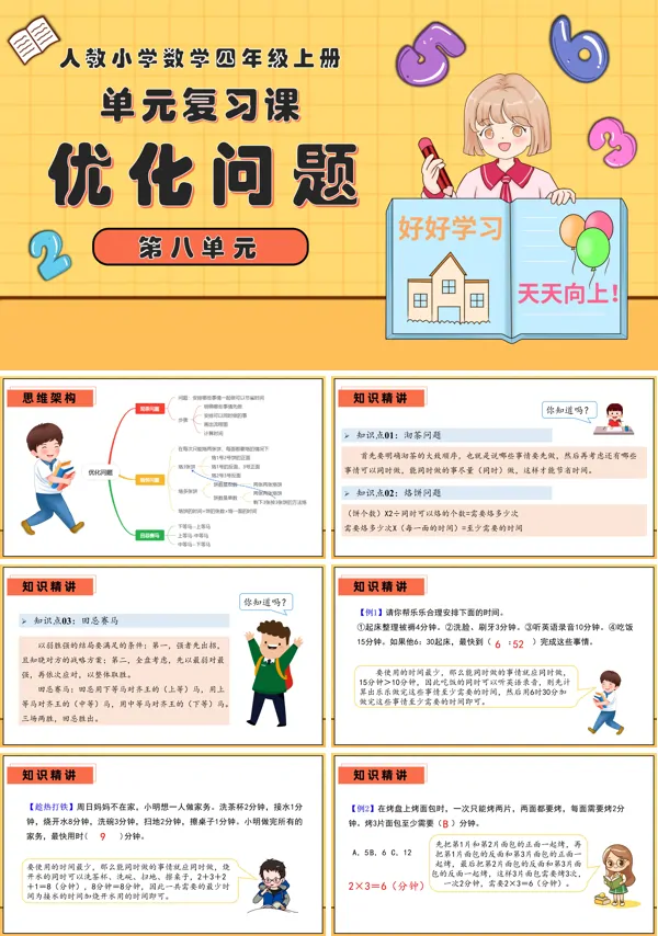 四年级数学上册期末复习讲练测人教第八单元优化问题PPT课件含教案