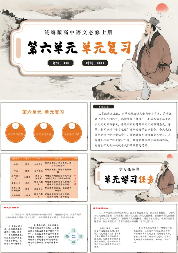 高一语文同步备课系列统编必修上册第六单元单元复习PPT课件含知识清单