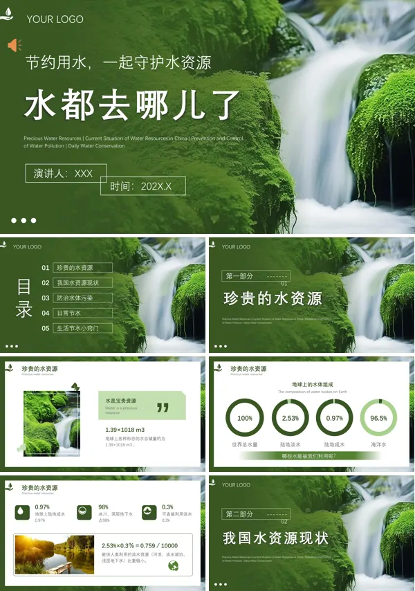 珍惜每一滴水世界水日宣传PPT课件