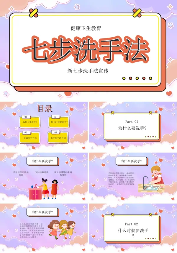 手卫生七步洗手法知识科普宣传课件PPT含讲稿