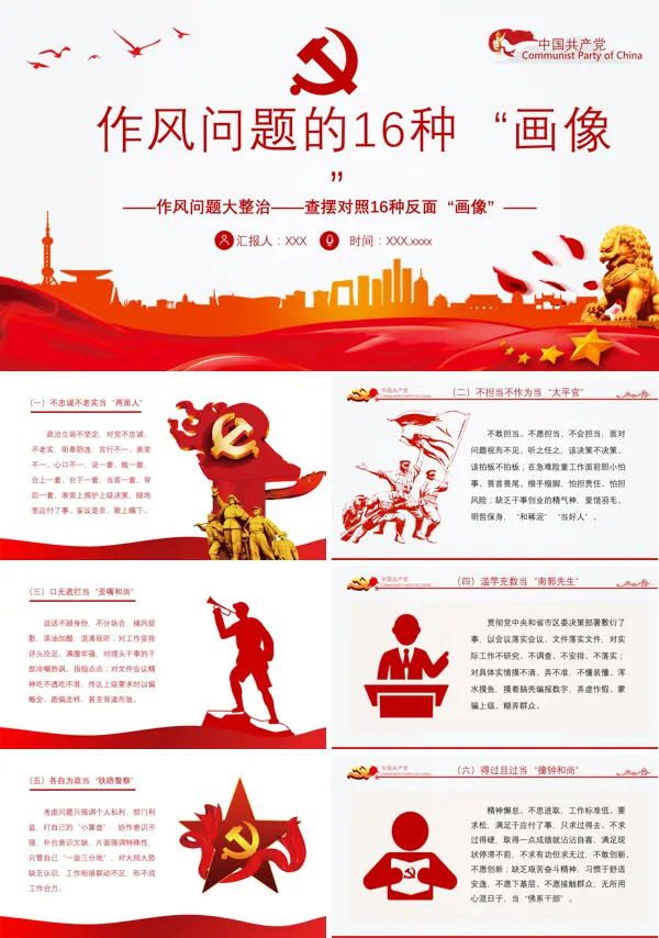 作风问题的16种“画像”PPT党课课件