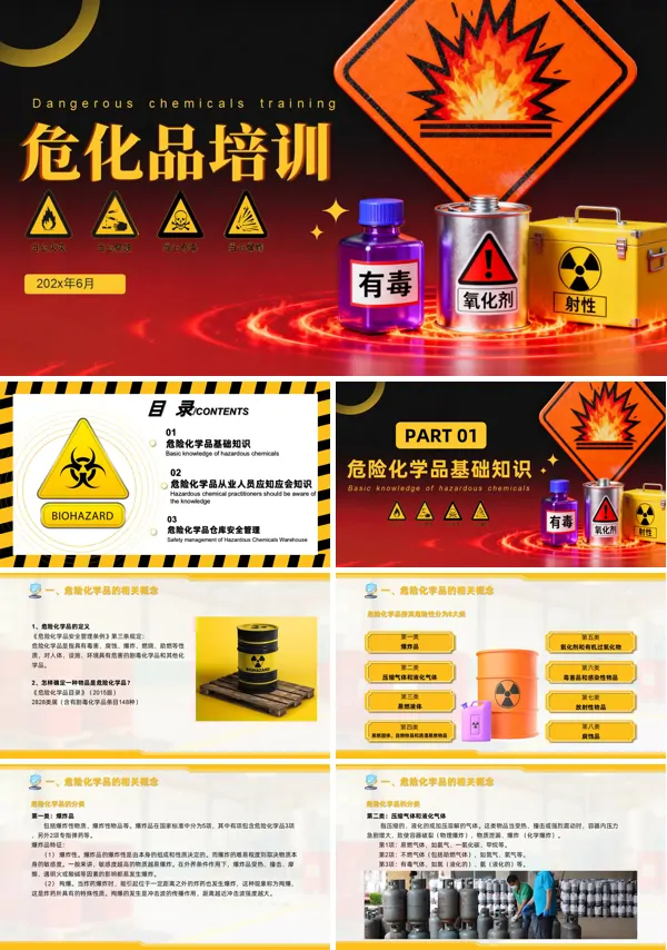 危化品培训安全教育培训PPT模板含讲稿