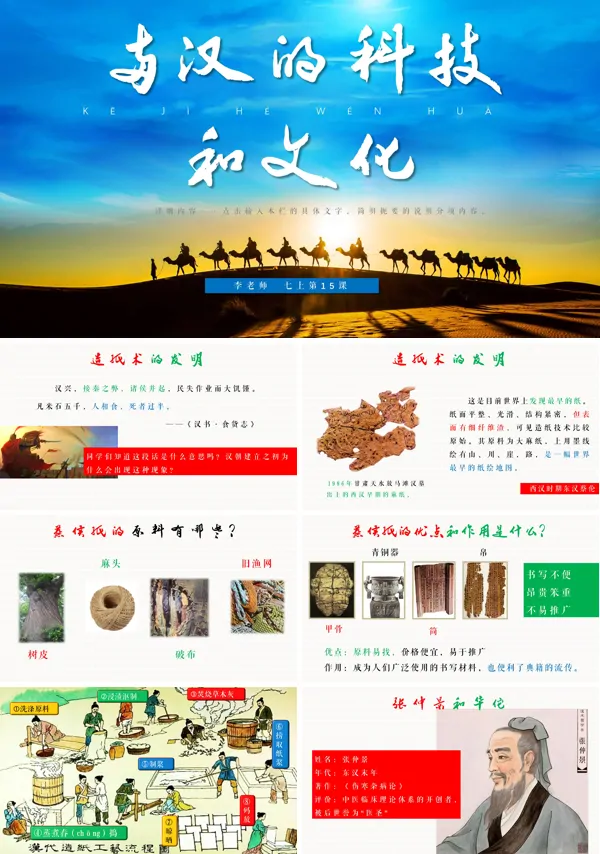 七年级上册15课两汉的科技和文化PPT下载课件