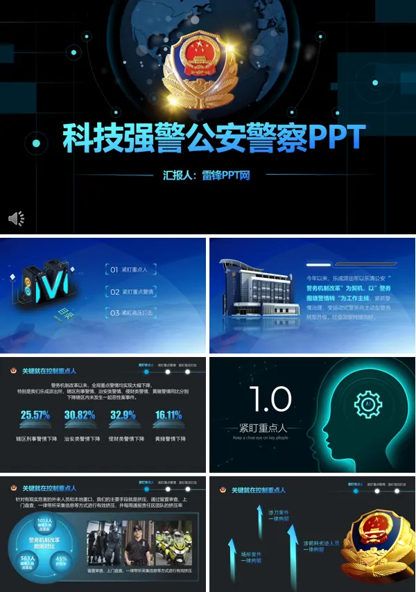 公安警察工作总结汇报PPT模板