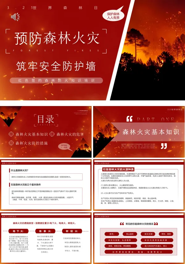 预防森林火灾安全教育PPT模板