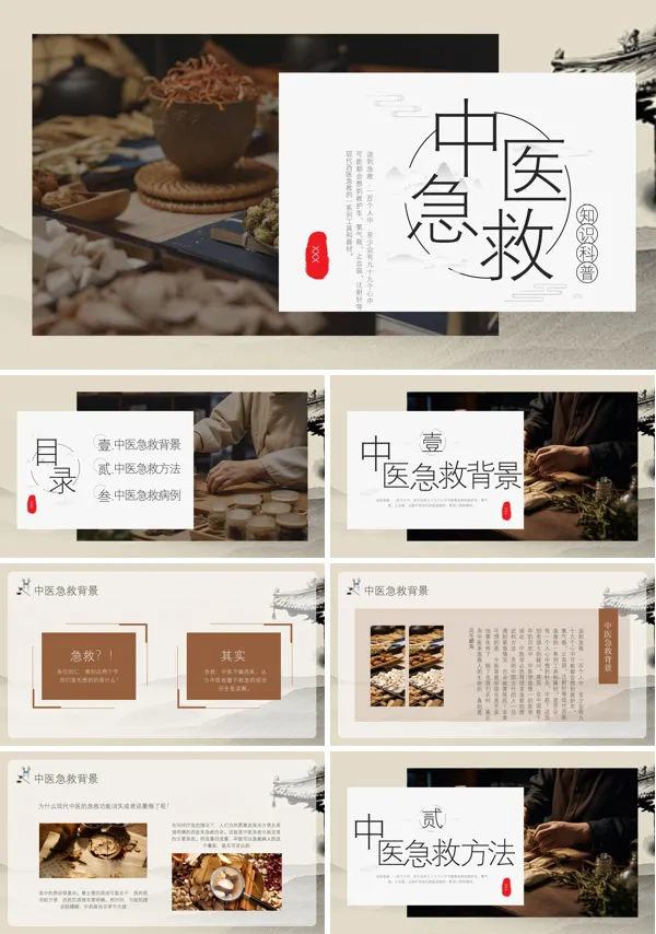 中医急救科普知识PPT模板
