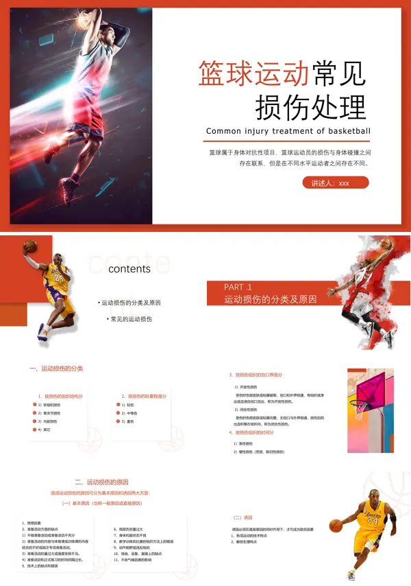 篮球运动常见损伤处理课件PPT下载模板