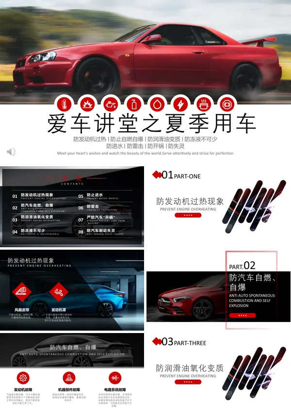 爱车讲堂夏季用车注意事项培训课件PPT
