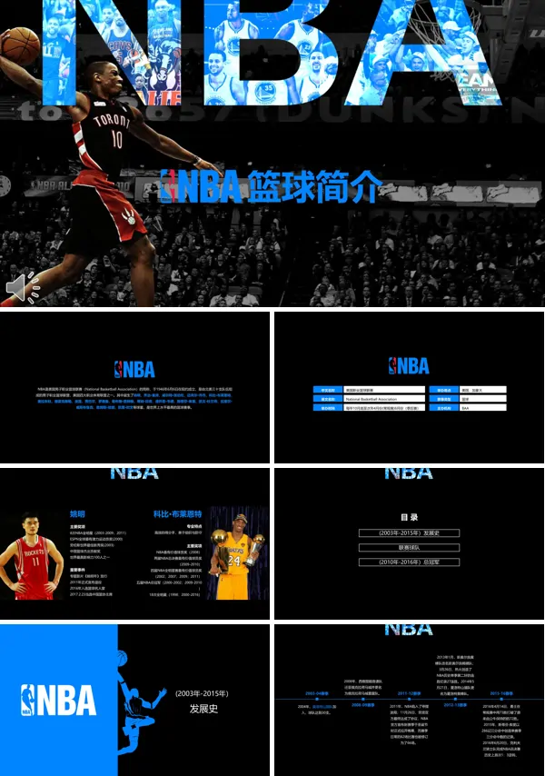 NBA篮球简介史宣传介绍PPT模板