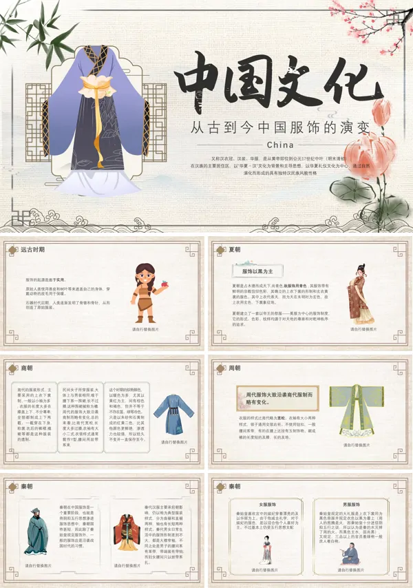 中国服饰演变史PPT课件免费下载