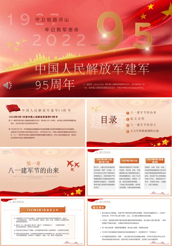 八一建军节95周年纪念PPT课件