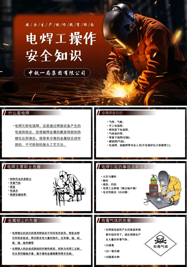 电焊工安全培训PPT模板含讲稿