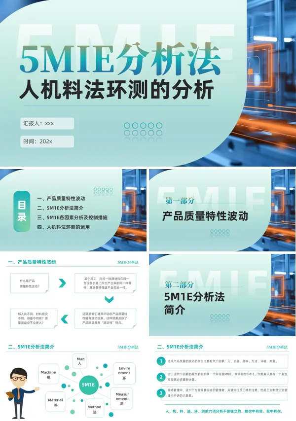 5MIE分析法人机料法环测的分析培训课件PPT模板含讲稿